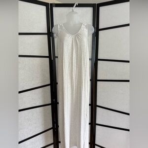 Garnet Hill Green Cotton Nightgown. Sample. VERY long.  Lace top, Size S